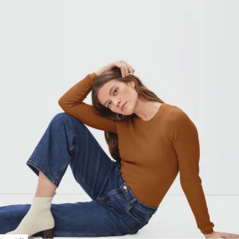 Everlane organic waffle tee NWT in rust small